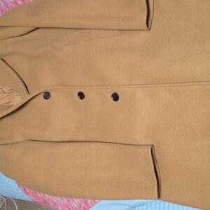 Women's Tan Wool Coat Size LARGE